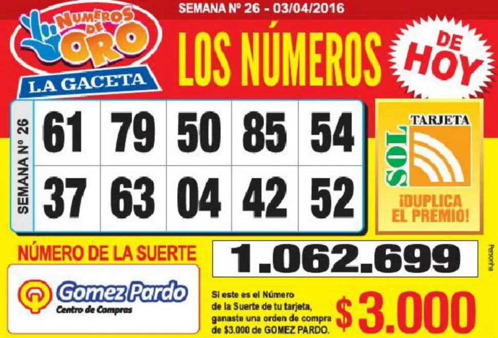 Los Números de Oro de LA GACETA