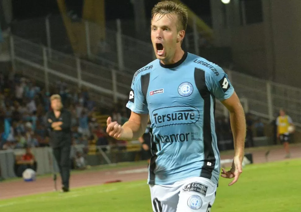 CON LA DEL “PIRATA”. El cordobés festeja su golazo ante River en el estadio Mario Kempes en febrero.  télam (archivo)