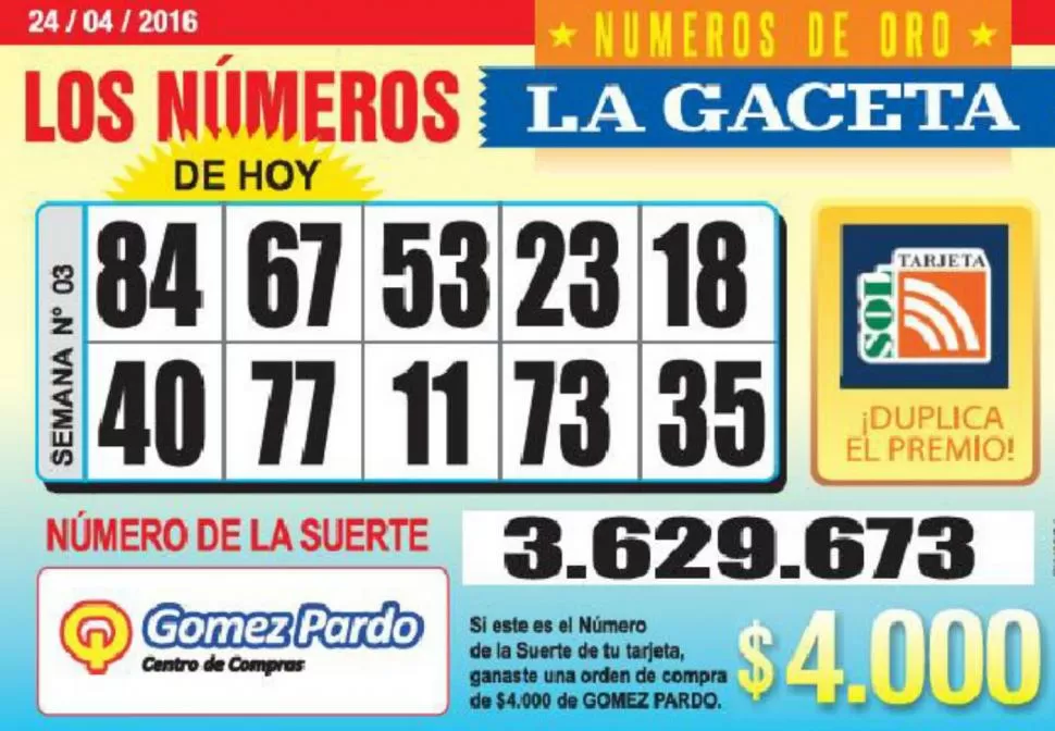 Los Números de Oro de LA GACETA