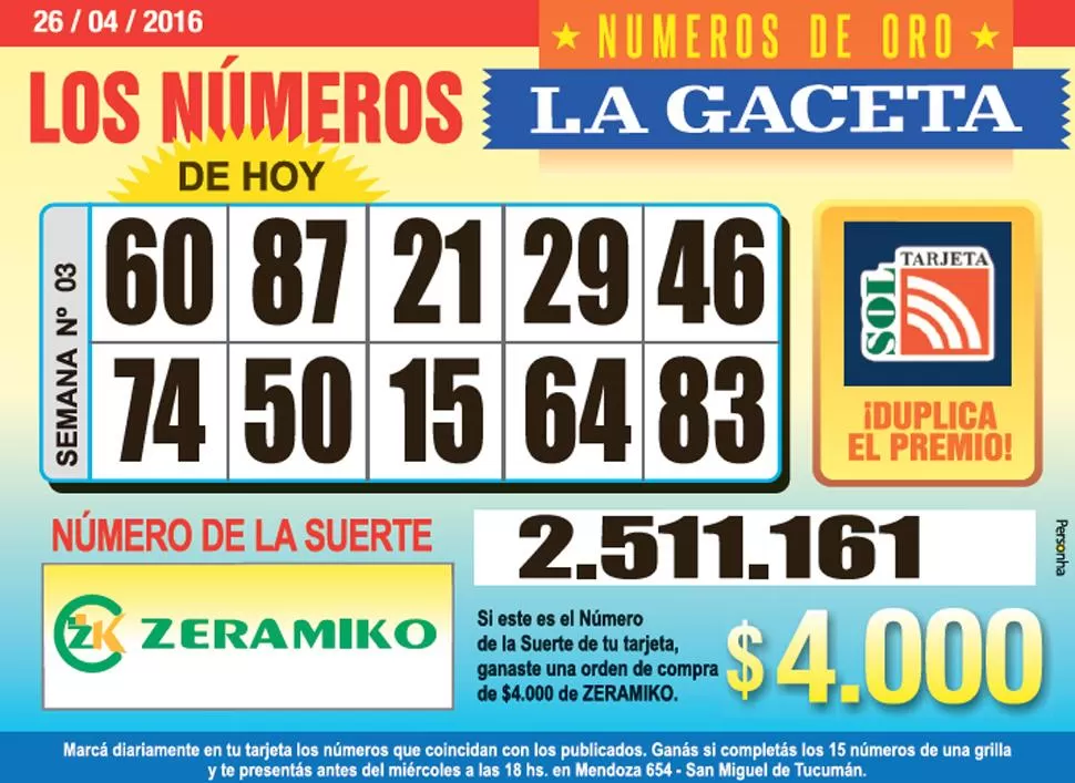 Los Números de Oro de LA GACETA