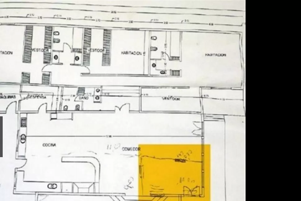 Plano de la estancia La Julia que Carlos, el albañil, le mostró a Clarín. FOTO TOMADA DE CLARÍN.