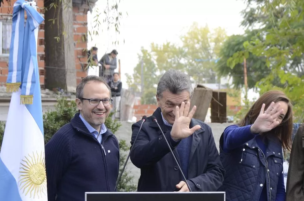 EN TRES DE FEBRERO. Mauricio Macri habló del trabajo coordinado entre Nación, provincia y municipios. telam
