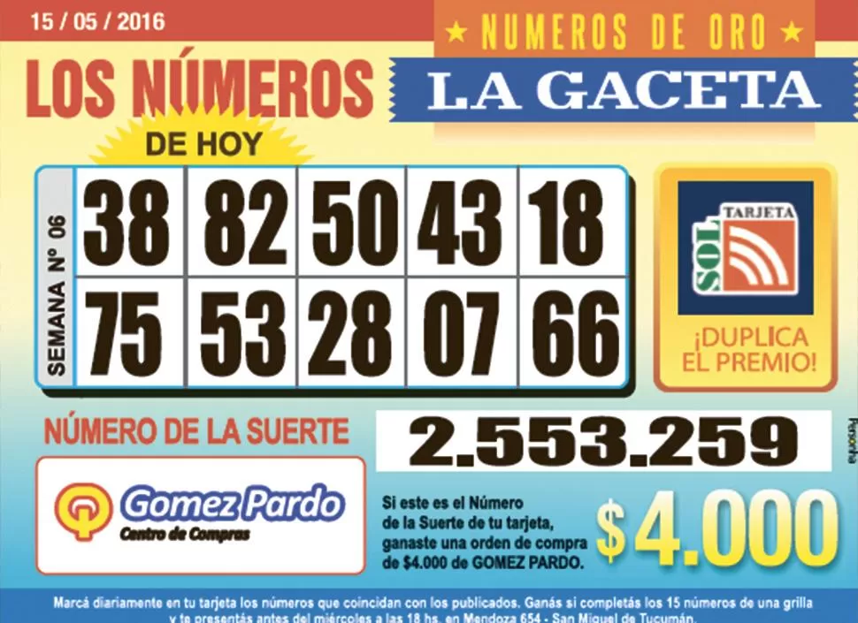 Los Números de Oro de LA GACETA