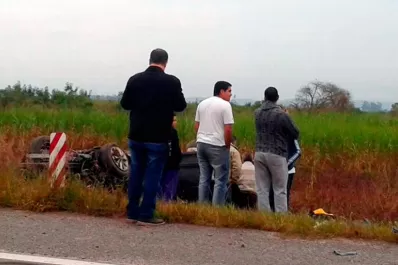 Volcó un auto en la nueva traza ruta 38, a la altura de Arcadia