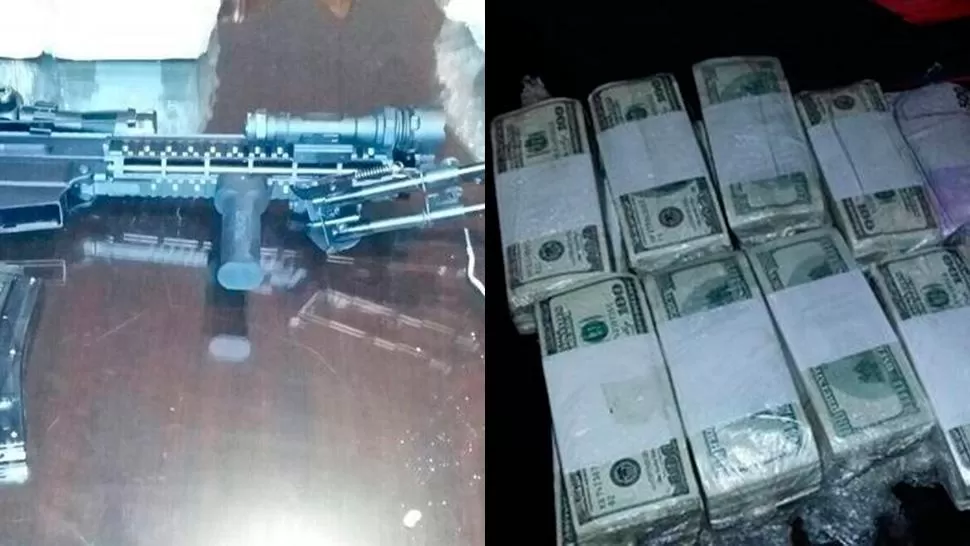 DINERO Y ARMAS. La policía asegura que fue una detención cinematográfica. FOTOS TOMADA DE CLARÍN