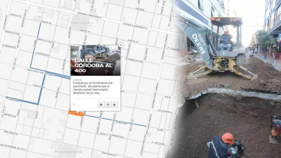 Mapa interactivo: estos son los desvíos de los colectivos por el cráter de la calle Córdoba