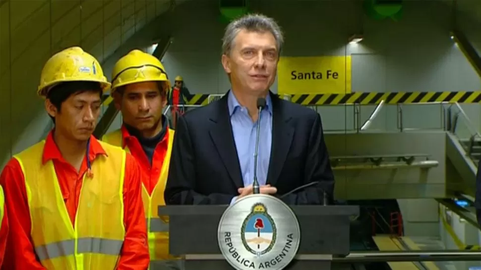 MACRI. El presidente, durante la inauguración de una estación de subte. FOTO TOMADA DE INFOBAE.COM