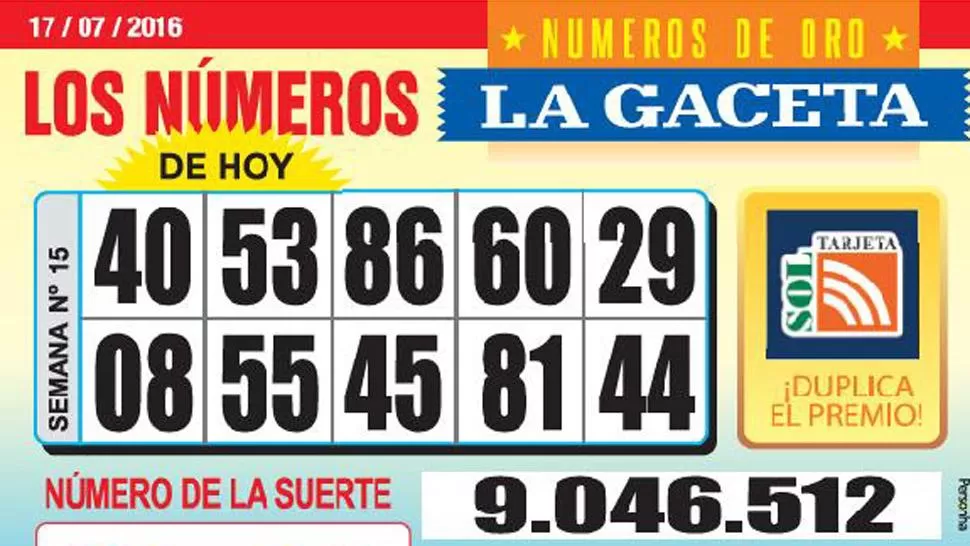 Los Números de Oro de LA GACETA