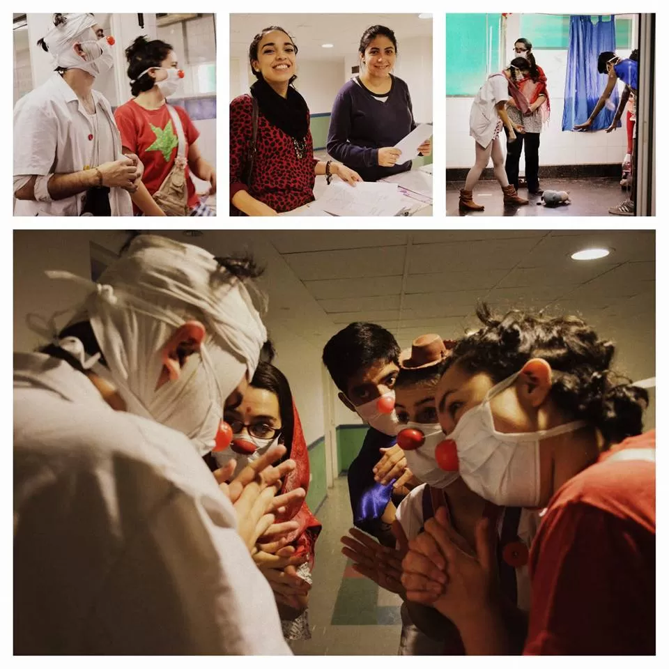 RISAS EN TODOS LOS LUGARES. Los integrantes de Clownetario intervinieron en el Hospital de Niños. facebook / Clownetario