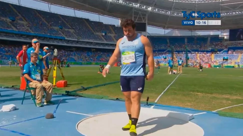 NO PUDO SER. Lauro no llegó a clasificar a la final de lanzamiento de bala y quedó eliminado de Río 2016. CAPTURA DE VIDEO