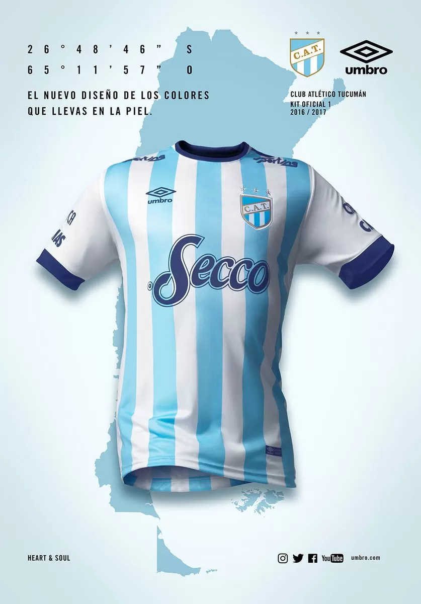 TITULAR. La primera camiseta “Decana” tiene los bastones celestes más gruesos.  