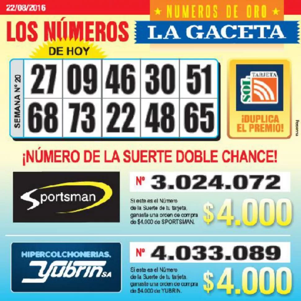 Los Números de Oro de LA GACETA