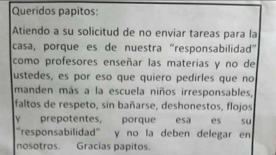 CONTROVERSIA. El cartel fue compartido miles de veces a través de las redes sociales.