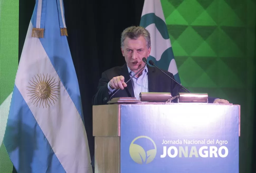 TRASPIÉ. Macri, ayer en la Bolsa de Cereales, sufrió un revés legislativo. Dyn