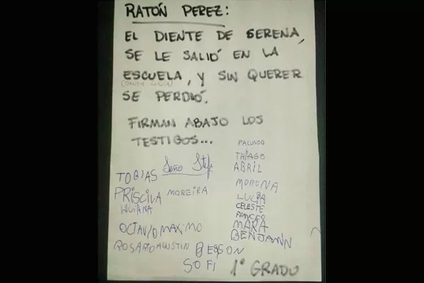 Una tierna carta al Ratón Pérez se viralizó en las redes