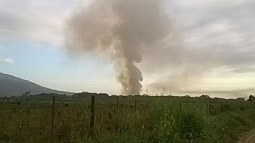 COLUMNA DE HUMO. Esto es lo que ven los vecinos de El Bernel. FOTO ENVIADA POR WHATSAPP