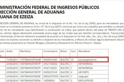 Más polémica por la efedrina en Ezeiza: el Gobierno lo había publicado en el Boletín Oficial