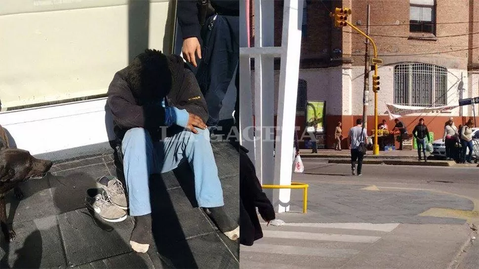 NOBLE. Lucas se fue caminando en medias luego de regalarle las zapatillas a un indigente.