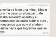 Uno de los rugbiers agresores de San Cirano se excusó por WhatsApp