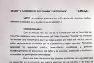 Manzur dictó un decreto para declarar la emergencia en seguridad