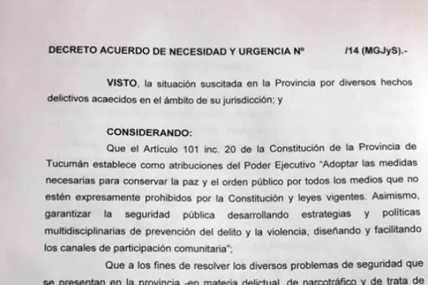 Manzur dictó un decreto para declarar la emergencia en seguridad