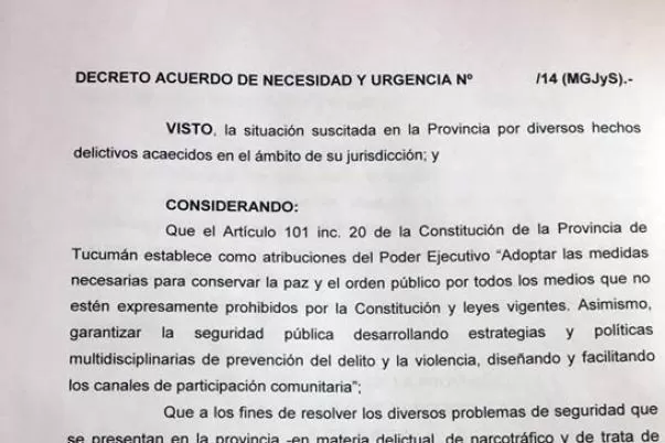 Manzur dictó un decreto para declarar la emergencia en seguridad