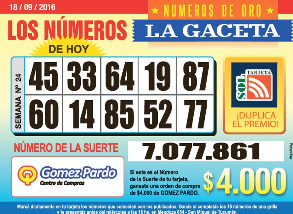 Los Números de Oro de LA GACETA