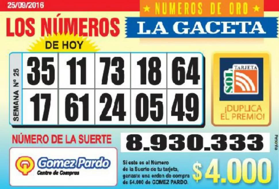 Los Números de Oro de LA GACETA