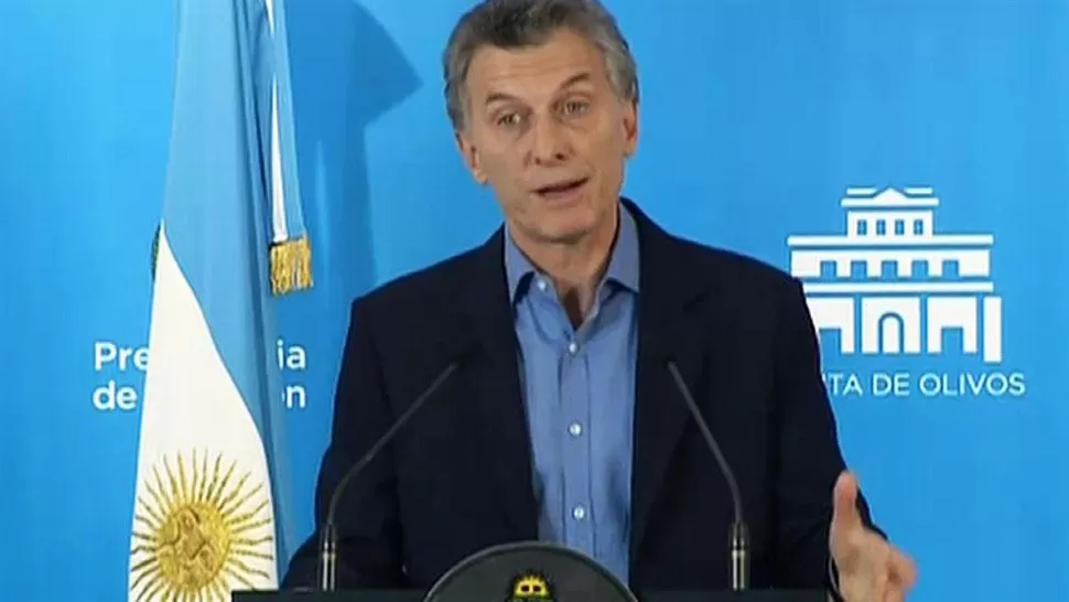 MAURICIO MACRI. El presidente, durante la conferencia de prensa. IMAGEN TOMADA DE LANACION.COM.AR