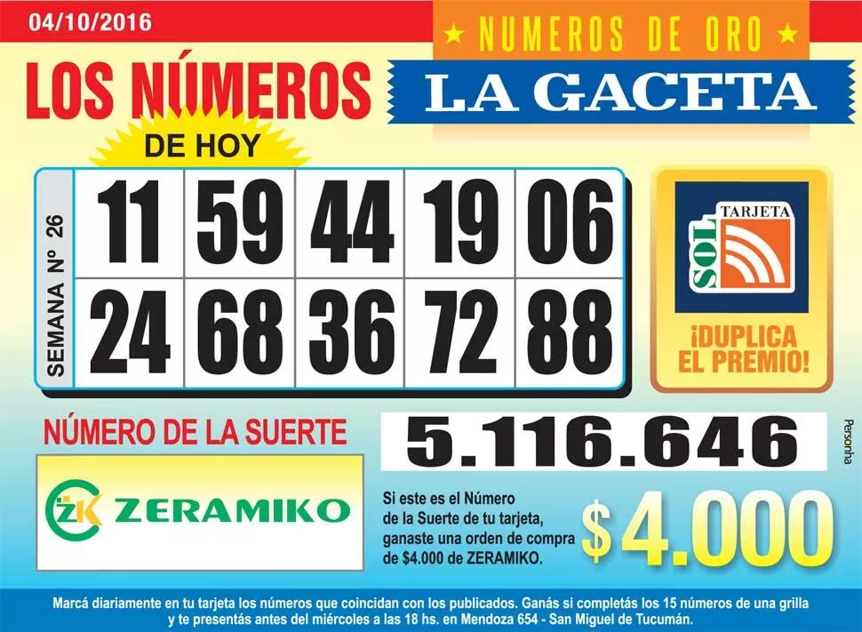 Los Números de Oro de LA GACETA