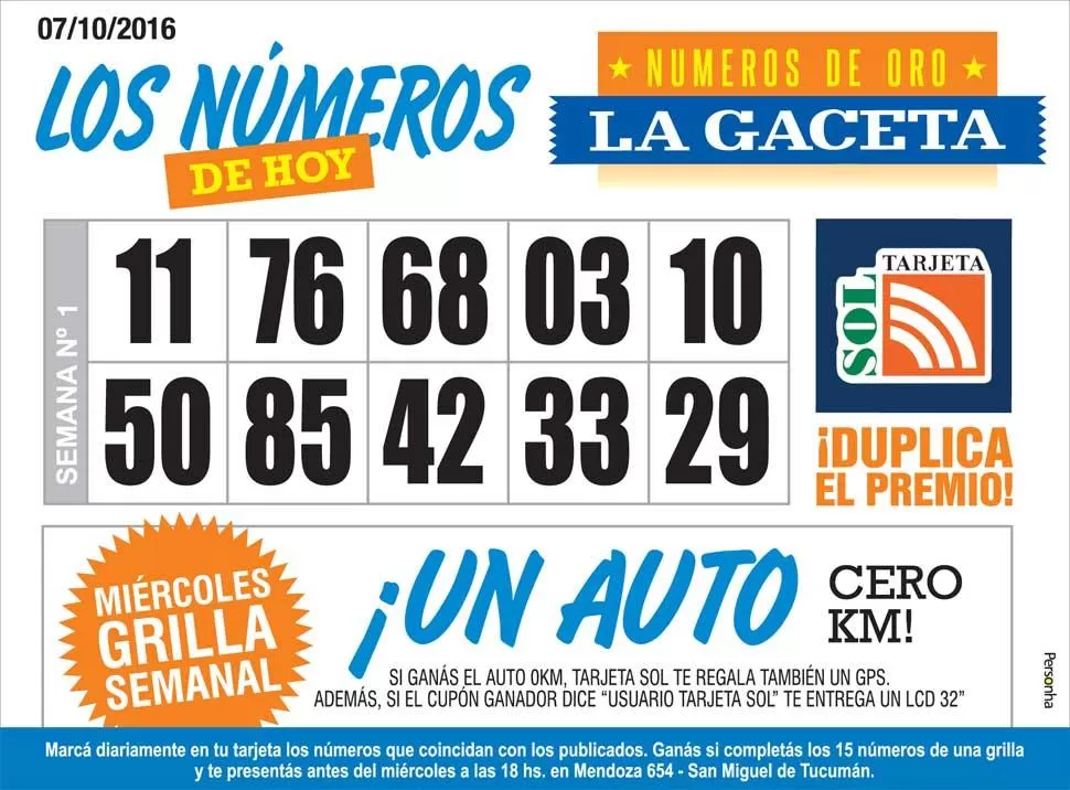 Los Números de Oro de LA GACETA