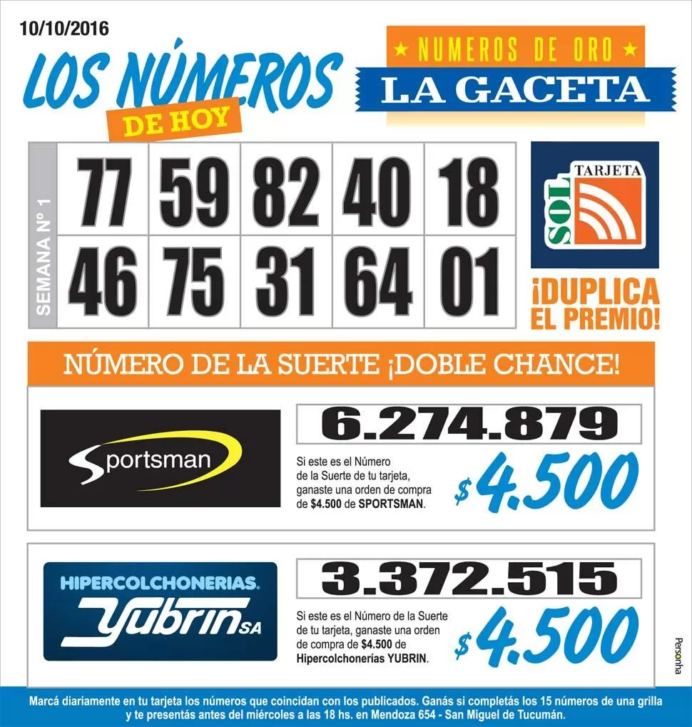 Los Números de Oro de LA GACETA