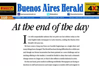 Buenos Aires Herald se convertirá en un semanario desde noviembre