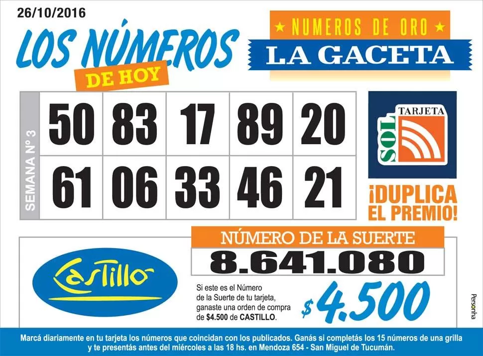 Los Números de Oro de LA GACETA