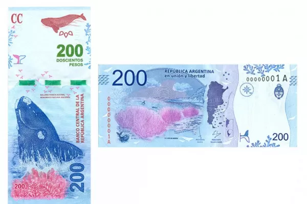 Lanzan el billete de $ 200 con la imagen de la ballena austral