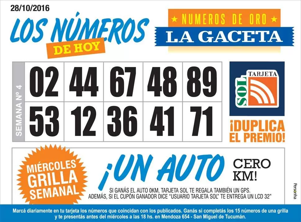 Los Números de Oro de LA GACETA