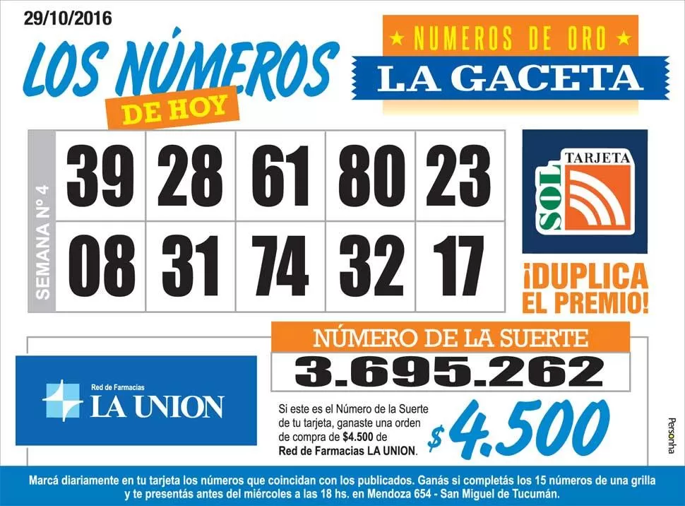 Los Números de Oro de LA GACETA