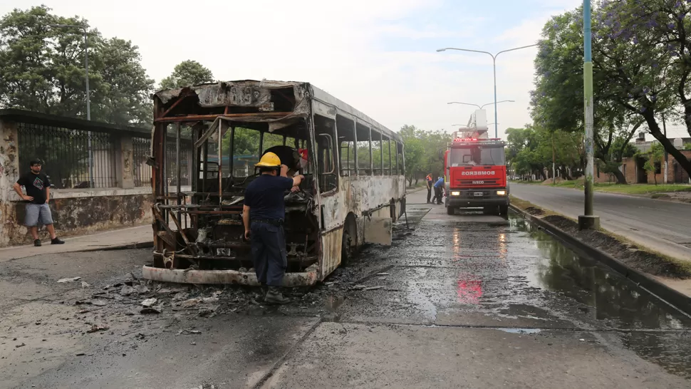 Veinte fotos espectaculares sobre el incendio del colectivo frente al Quinta Agronómica
