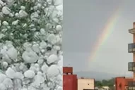 Video: el granizo sorprendió en varios puntos de la provincia y luego apareció el arcoiris