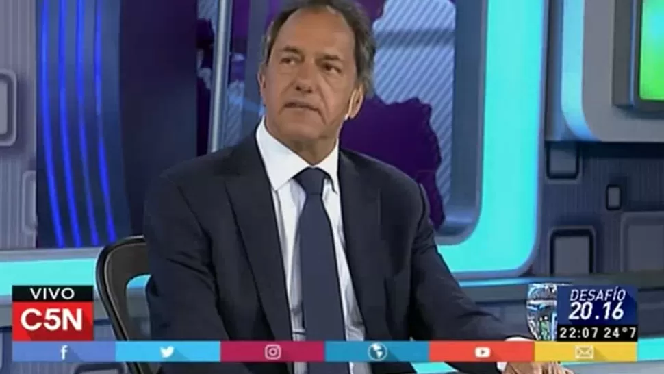 SCIOLI. El ex candidato, en C5N. CAPTURA DE VIDEO