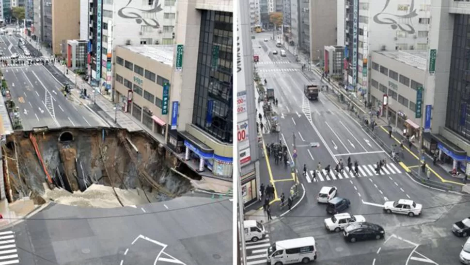 EXPEDITIVOS. A las 5 de la mañana de este martes, exactamente una semana después de que apareciera el socavón, la avenida fue reabierta antes de que comenzara el horario de mayor tráfico. FOTO TOMADA DE BBC.COM