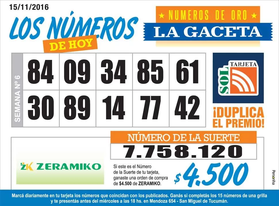 Los Números de Oro de LA GACETA