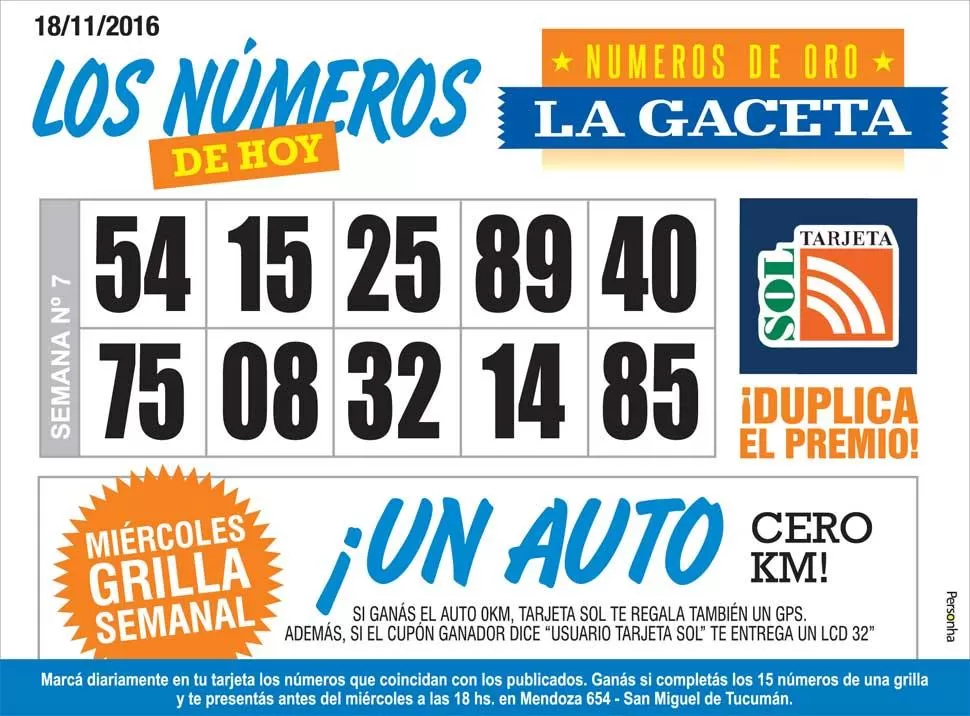 Los Números de Oro de LA GACETA