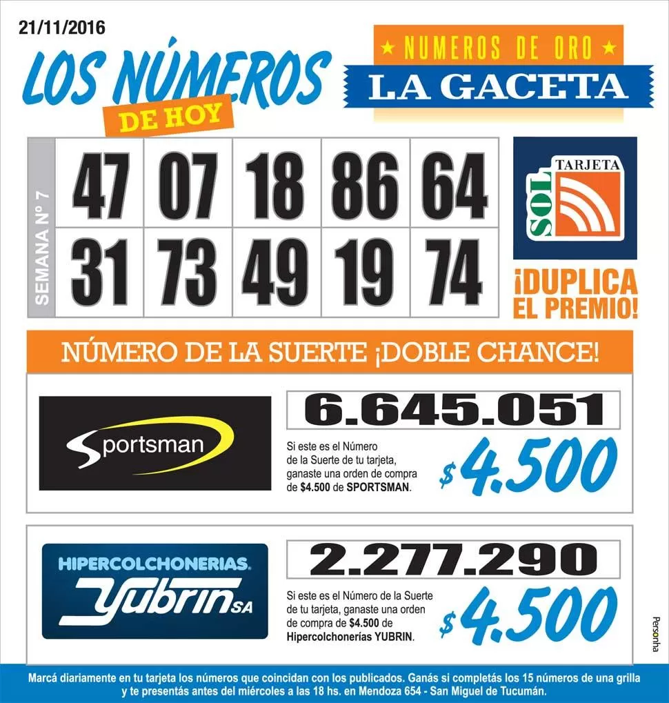 Los Números de Oro de LA GACETA