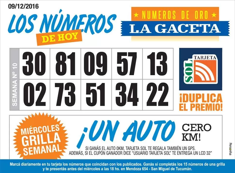 Los Números de Oro de LA GACETA