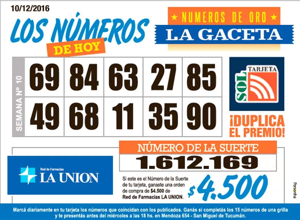 Los Números de Oro de LA GACETA