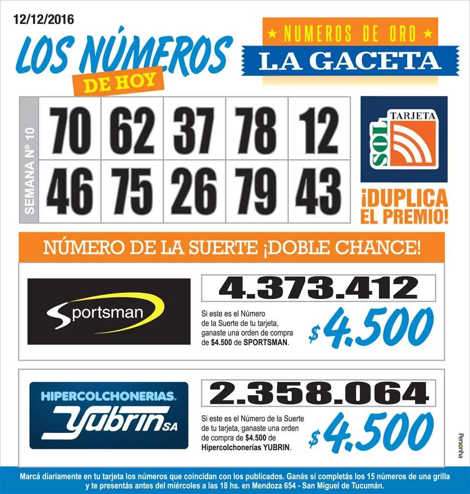 Los Números de Oro de LA GACETA