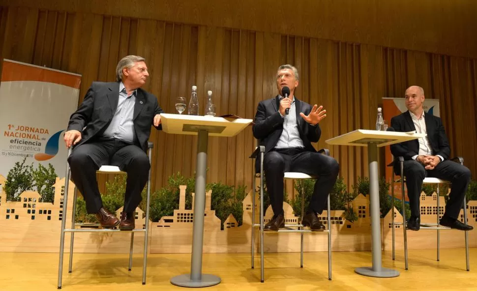 CÓNCLAVE. Aranguren, Macri y Rodríguez Larreta participaron de la 1ra. Jornada Nacional de Eficiencia Energética, en la sede del Gobierno porteño. credito