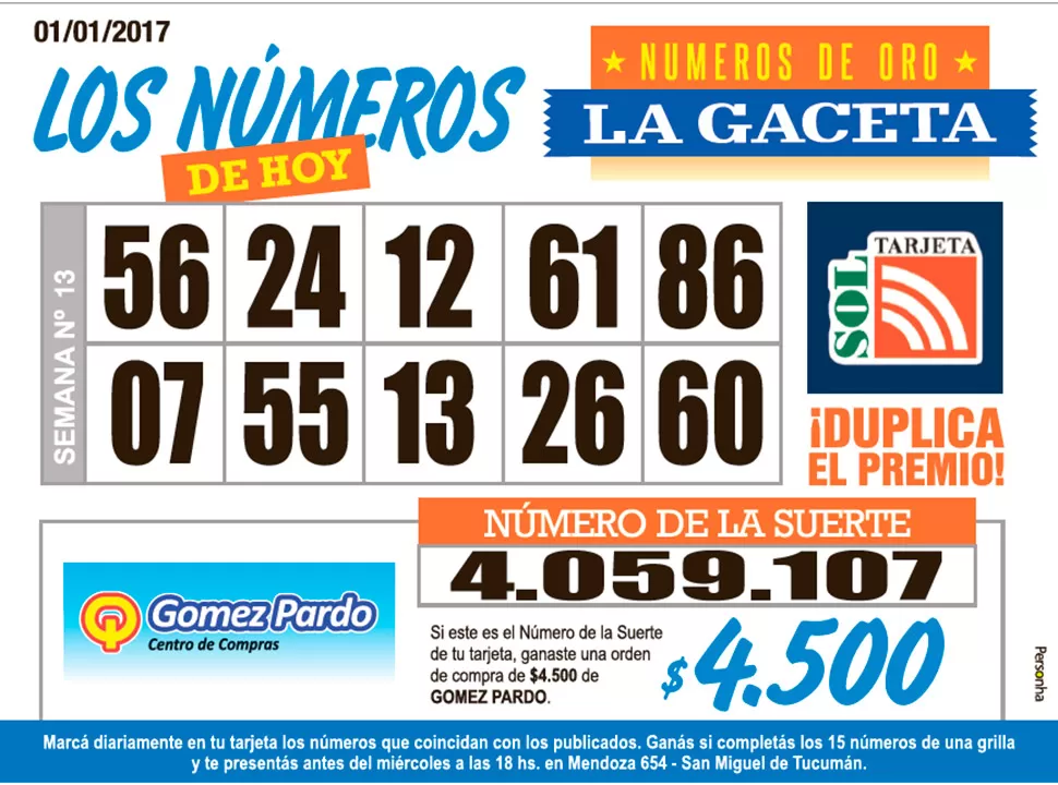 Los Números de Oro de LA GACETA