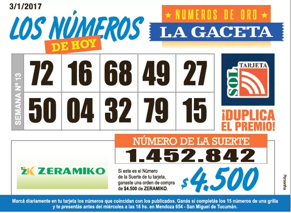 Los Números de Oro de LA GACETA